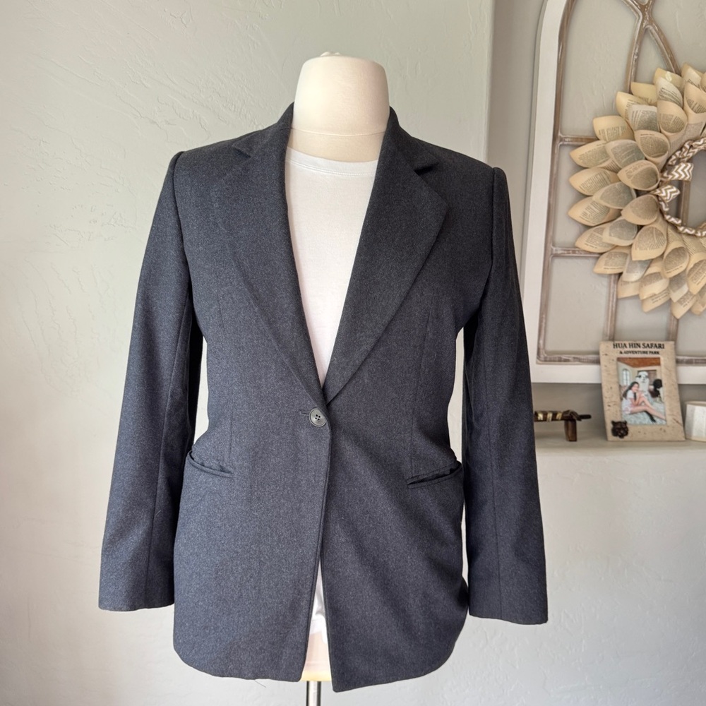 Gorgio Armani  Women's Vintage Wool One Button‎ Elegant Gray Blazer Size 12